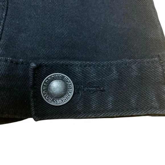 Road Narrows NYC Black Denim Button Down Jacket Size L Embroidered Distressed - Picture 14 of 16